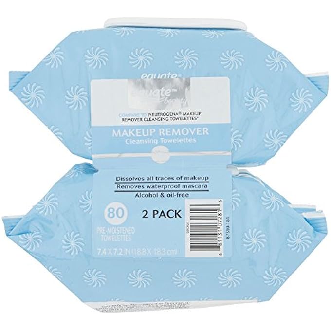 Equate MAKEUP REMOVER CLEANSING TOWELETTES 80CT, PACK OF 3 - Image 2